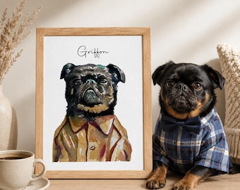 Custom Watercolor Pet Portrait, Hand-Painted Dog Memorial Art (Original or Print)