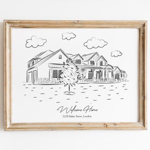 Gift for Your New Home Owner Friends, Custom House Drawing from Photo, Minimalist House Drawing with Line Art Style, New Home Gift İdeas