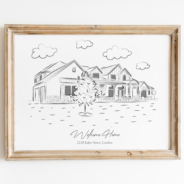 Gift for Your New Home Owner Friends, Custom House Drawing from Photo, Minimalist House Drawing with Line Art Style, New Home Gift İdeas