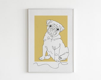 Customized One Line Portrait Print, Best Friend Portrait Painting from Photo, Pet Parrents Portrait from Pet, One Year Anniversary Gifts