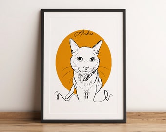 Customized Cat Portrait, Personalized Dog and Cat Drawing from Photo, Handdrawing Digital Portrait Art, Pet Portrait Line Art, Sketched Pet