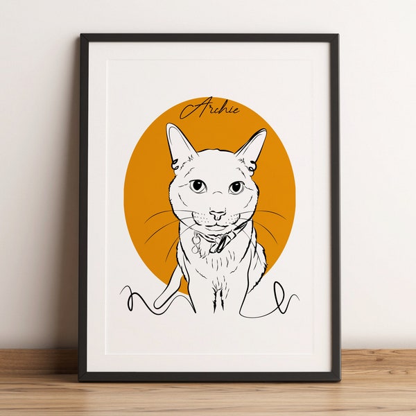 Customized Cat Portrait, Personalized Dog and Cat Drawing from Photo, Handdrawing Digital Portrait Art, Pet Portrait Line Art, Sketched Pet