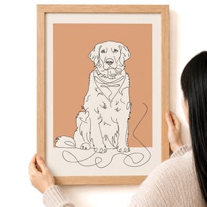 Custom Pet Line Art Portrait, Hand Drawn Dog Cat Sketch, Minimalist Pet Keepsake