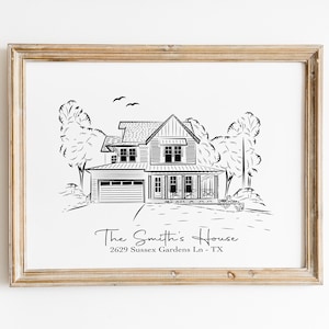 Capture the Essence of Your Home with Custom Linear House Portraits - Elevate Your Space with Modern Line Art - Personalized Line Art Draw