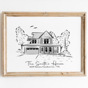 Capture the Essence of Your Home with Custom Linear House Portraits - Elevate Your Space with Modern Line Art - Personalized Line Art Draw