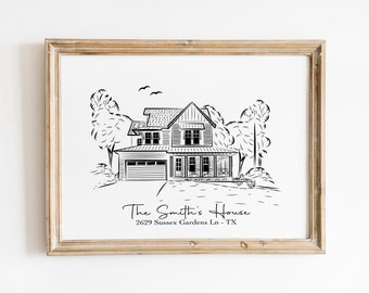 Capture the Essence of Your Home with Custom Linear House Portraits - Elevate Your Space with Modern Line Art - Personalized Line Art Draw