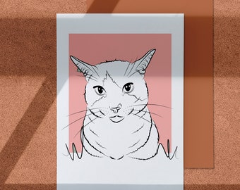 Kundenspezifisches Katzenportrait vom Foto, Kommissions-Haustierportrait-Zeichnung Digital, Geschenk für Katzenbesitzer, Linie Kunst-Skizzen-Katzenfoto, personalisierte Kunst