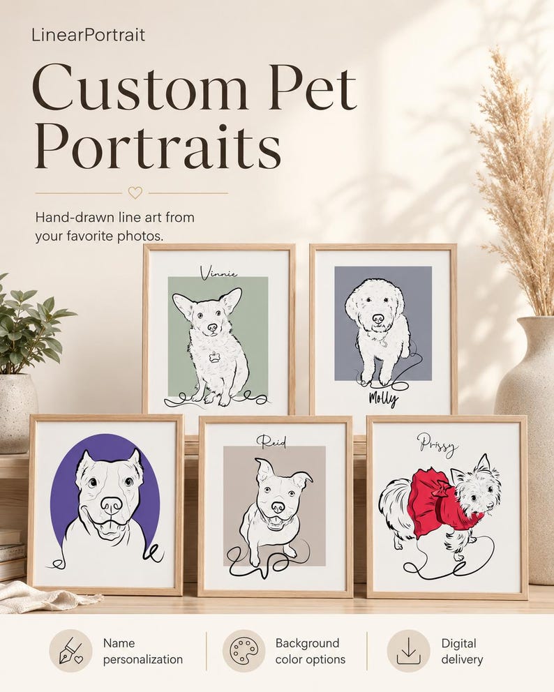 Retrato personalizado de mascota, dibujo a mano de perro y gato (descarga digital) imagen 18