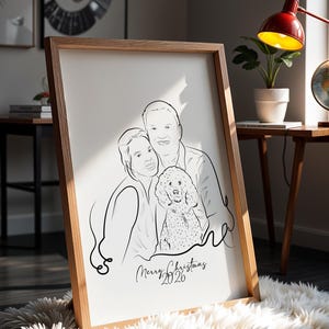 Custom Line Art Portrait for Lovers, Personalized Valentines Day Gift to Her, Gift for Him, Couple Portrait Gift for Halloween and Christmas afbeelding 3
