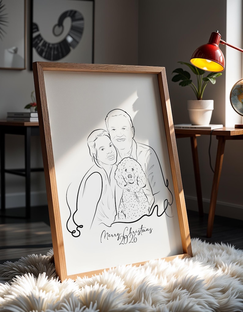 Custom Line Art Portrait for Lovers, Personalized Valentines Day Gift to Her, Gift for Him, Couple Portrait Gift for Halloween and Christmas afbeelding 3