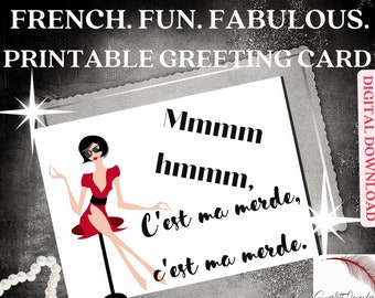 Fabulous French Printable card - Greeting Card en français - French Greeting Card - Fun Card - all occasons