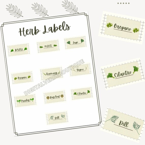 Herb Label Printable | Etsy