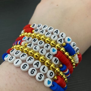 Buffalo Bracelet, Buffalo friendship bracelet, Josh Allen Bracelet, Mafia Bracelet, Clay Bead Bracelet, Lets go Buffalo, Buffalove