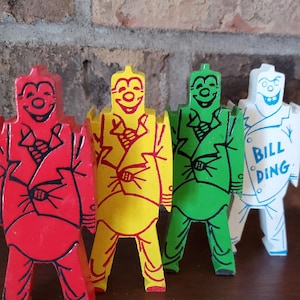 Vintage 1980s Bill Ding Figure Wooden Grab Bag - Etsy