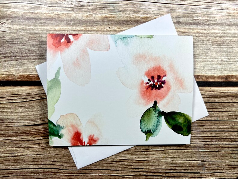 Coral Floral Cards blank Inside Etsy