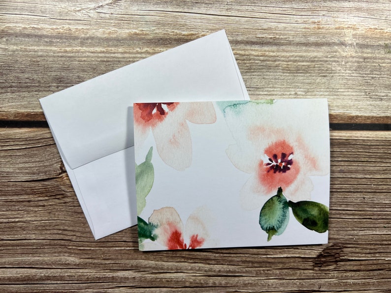 Coral Floral Cards blank Inside Etsy