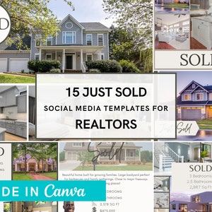 15 Just Sold Real Estate Templates | Real Estate Marketing | Real Estate Social Media | Sold Templates | Just Sold Real Estate | Realtor