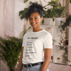 Camiseta con pestaña para anotaciones de libros, camiseta divertida para amantes de los libros, camiseta con código de pestañas adhesivas, regalo para amantes de los libros, camiseta para lectores que anotan.