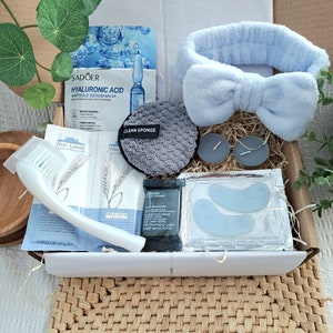 Blue bliss pamper spa box: Relaxation essentials for self care, get well, thinking of you, thank you, pick me up gift, womens birthday gift