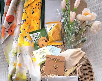 Thoughtful Cheer Up Gift Box, Scarf, Tea & Biscuits, Heartwarming Gift to Brighten Her Day