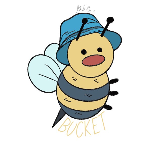 Bucket Hat Bee HANDMADE Sticker