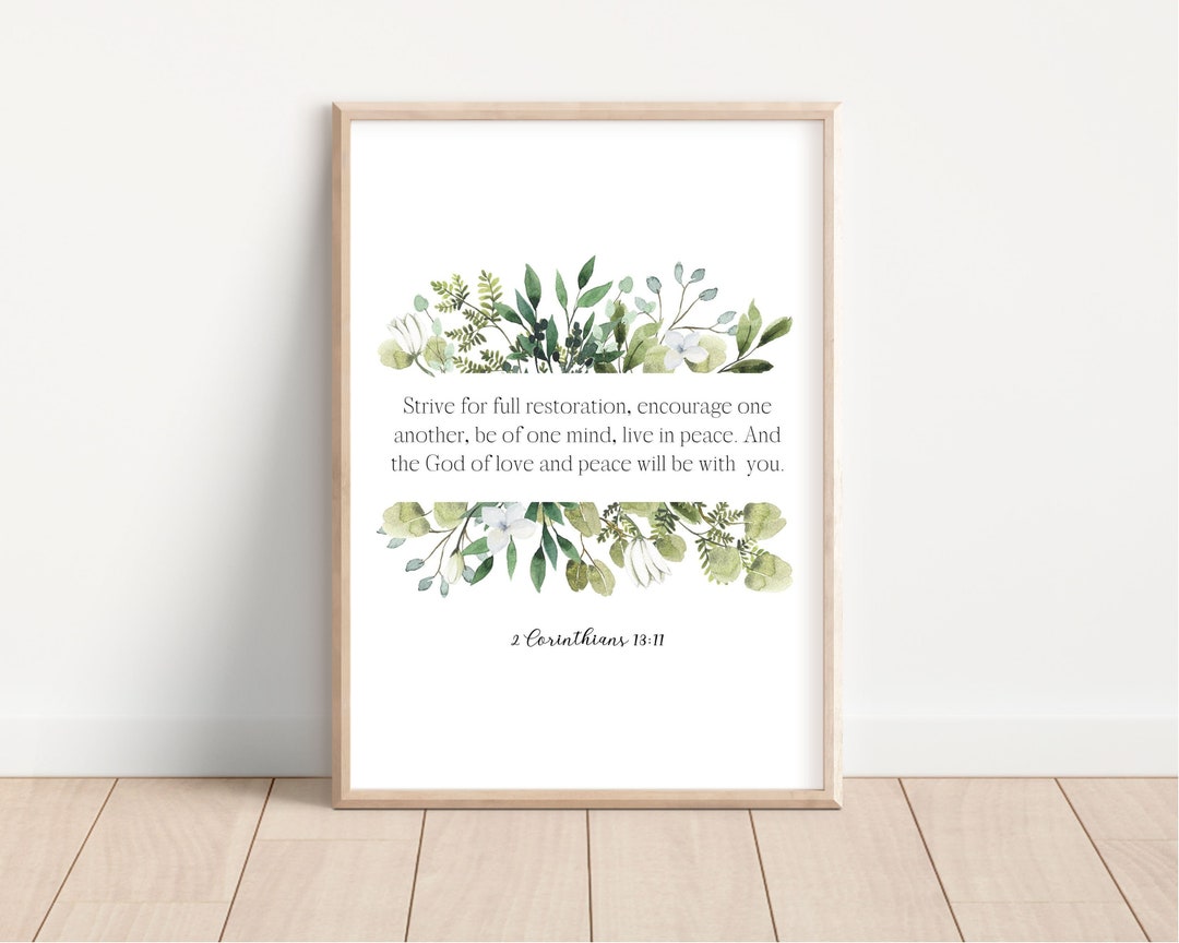 2 Corinthians 13:11, Christian Wall Art, Scripture Printable, Bible ...
