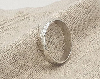 Hammered Silver Ring, Handmade Silver Ring Band, Hammered Textured Silver Ring, Handmade Textured Silver Ring, Chunky Silver Ring band.