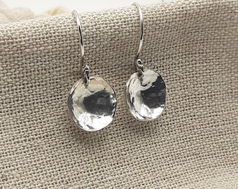 Silver Earrings, Handmade Disc Earrings, Handmade Round Silver Earrings. Round Silver Earrings