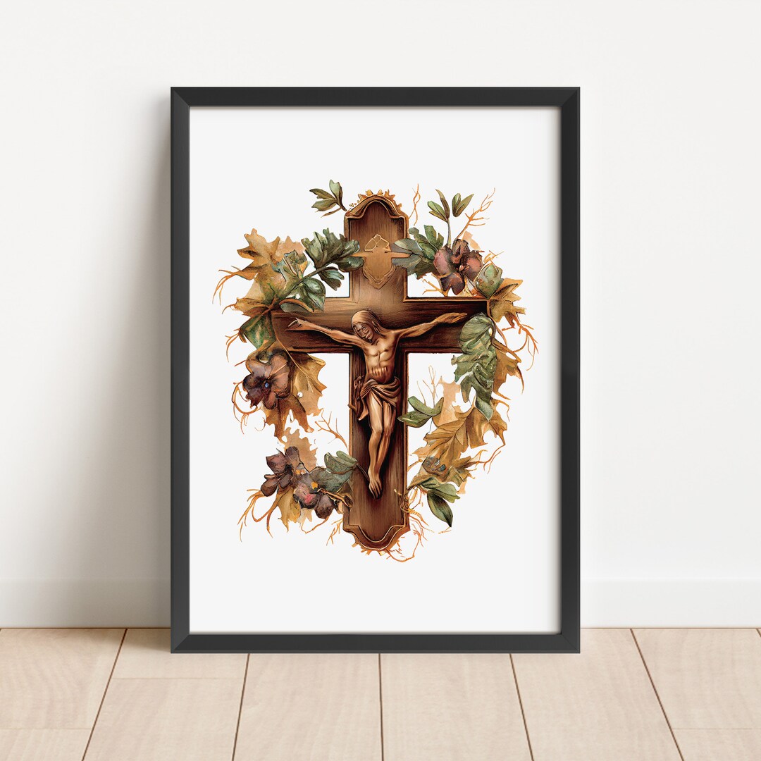 Jesus Christ Cross Wall Art Print, Religious Wall Art, Jesus Art