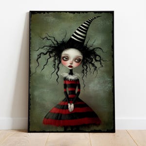 Whimsical Goth Character Wall Art Print, Spooky Gothic Wall Art, Creepy Gothic Wall Art, Printable Digital Download Wall Art Print