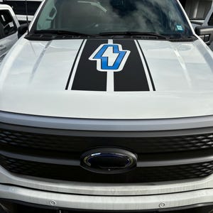 Hood Stripe Graphic by LUDesignsNY Custom Created and sized to fit a 2022-2025 Ford F-150 Lightning. Fits All Trim Levels.