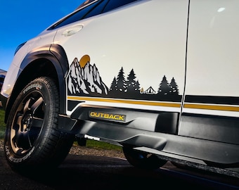 Mountain Camping-graphics door LUDesignsNY Op maat gemaakt en op maat gemaakt voor een 22-25 Subaru Outback Wilderness Edition. Installatievideo