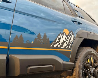 Mountain Theme Graphics door LUDesignsNY Op maat gemaakt en op maat gemaakt voor een Subaru Outback Wilderness Edition 26. Installatievideo inbegrepen!