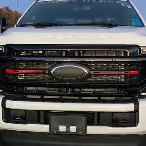Grille Stripe Decal by LUDesignsNY for a 2021-23 Ford Super Duty. Premium Material. Installation Video Included with Purchase.
