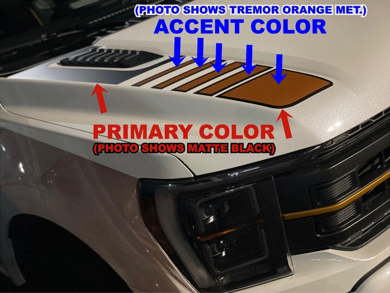 Hood Stripe Graphics Decal by Ludesignsny for a 20212025 Ford F150