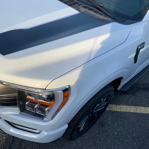 Hood Stripe Graphics by LUDesignsNY Custom Created and Sized to fit a 2021-2025 Ford F-150 XLT Sport STX Platinum & Lariat Models.