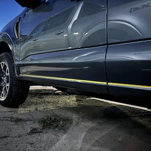 Mini Rocker Stripes by LUDesignsNY Custom Created & Sized to fit on a 2021-25 Ford F-150 Super Crew, Super Cab and Regular Cab.