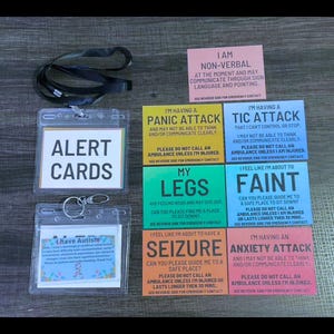Carte d'identité médicale et cartes d'alerte pour handicap/trouble | Sensibilisation au handicap/trouble | *Veuillez lire la description*