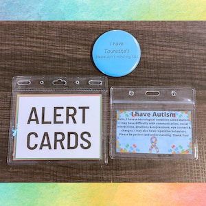 Disability/Disorder Medical ID Card, Alert Cards & Pin | Disability/Disorder Awareness | *Please Read Description*