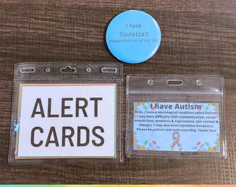 Disability/Disorder Medical ID Card, Alert Cards & Pin | Disability/Disorder Awareness | *Please Read Description*