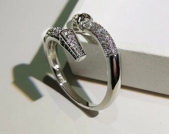 Nail ring silver cz stones