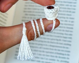 READY TO SHIP Mini Crochet Teacup Bookmark "Phil"