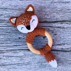 READY TO SHIP Crochet Fox Baby Rattle/Teether &quot;Lucy&quot;