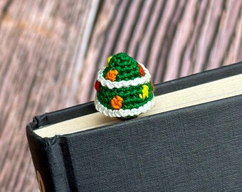 READY TO SHIP Mini Crochet Christmas Tree Bookmark "Chrissy"