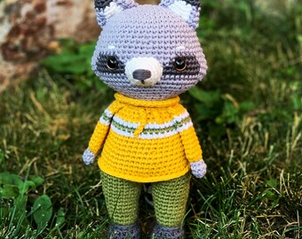 READY TO SHIP Crochet Raccoon Plushie "Randy"
