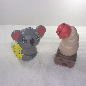 Handmade squishes, banana koala, cherry toped cream cake