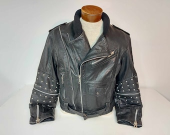 Vintage 1980s Studded Leather Perfecto-Styled Jacket