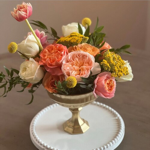 Gold Compote Bowl Gold Compote Vase Pedestal Vase Wedding Etsy