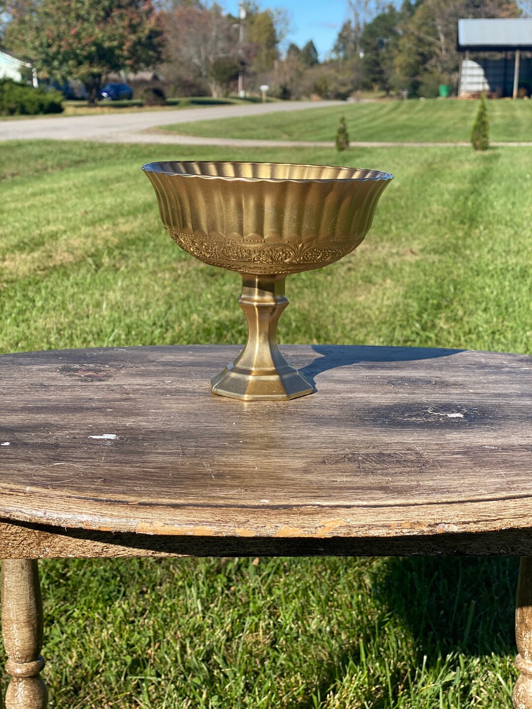 Gold Compote Bowl Gold Compote Vase Pedestal Vase Wedding Etsy
