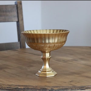 Gold Compote Bowl, Gold Compote Vase, Pedestal Vase, Wedding Centerpiece, Floral Decor, Floral centerpiece, Floral Decor, Wedding Decor